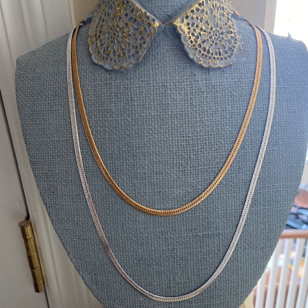 Two-Tone Gold and Silver Layered Necklace Set